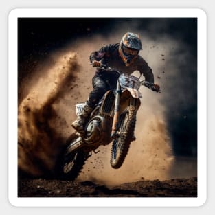 Dirt bike stunt super fast with dust Sticker